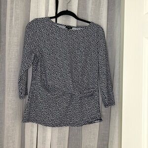 Talbots LP blue and white polka dots blouse